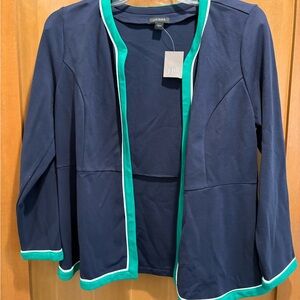 J. Jill Navy Cardigan with Green Trim